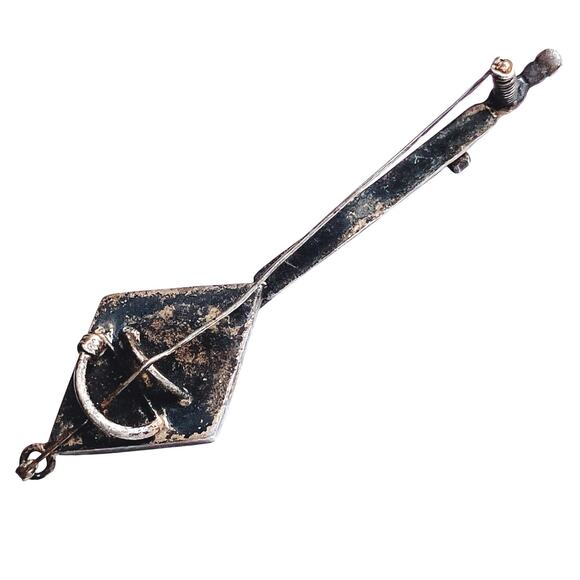 RARE Vintage 1930s Solid Silver Balalaika Brooch USSR Russian Folk Figural Pin - Picture 1 of 14